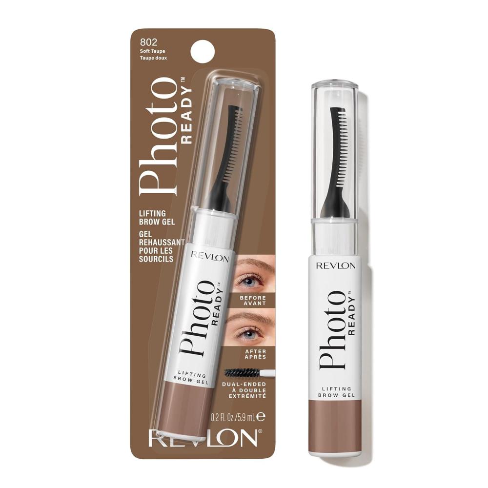 imageRevlon PhotoReady Lifting Brow Gel Tinted Eyebrow Lamination with Spoolie Brush Conditions Shapes ampamp Defines 802 Soft Taupe 023 fl oz