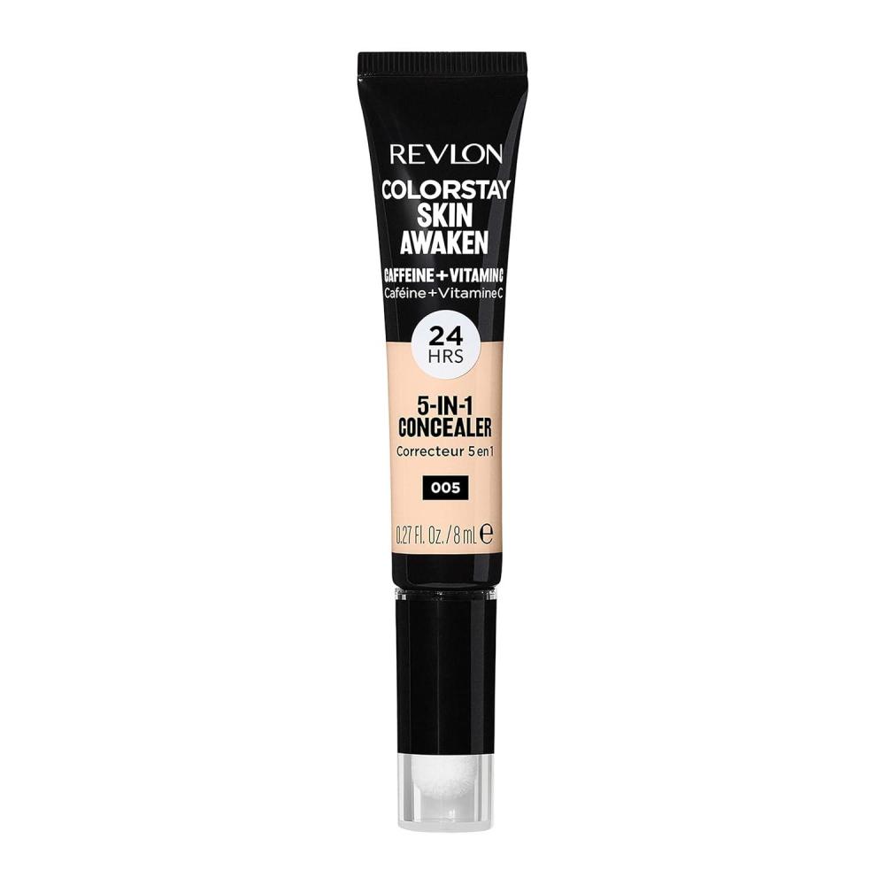 imageRevlon ColorStay Skin Awaken 5in1 Concealer Lightweight Creamy Longlasting Face Makeup with Caffeine ampamp Vitamin C For Imperfections Dark Circles ampamp Redness 005 Fair 027 Fl Oz005 Fair