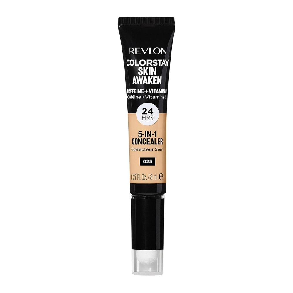 imageRevlon ColorStay Skin Awaken 5in1 Concealer Lightweight Creamy Longlasting Face Makeup with Caffeine ampamp Vitamin C For Imperfections Dark Circles ampamp Redness 005 Fair 027 Fl Oz025 Light Beige