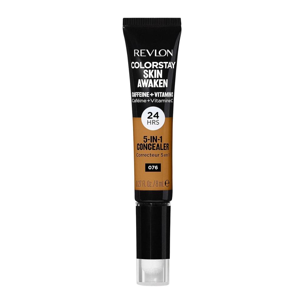 imageRevlon ColorStay Skin Awaken 5in1 Concealer Lightweight Creamy Longlasting Face Makeup with Caffeine ampamp Vitamin C For Imperfections Dark Circles ampamp Redness 005 Fair 027 Fl Oz076 Caramel