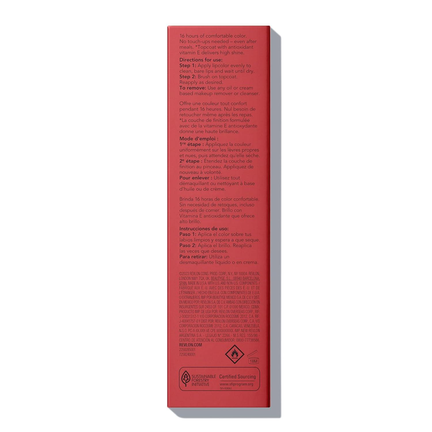 image:imageRevlon Liquid Lipstick with Clear Lip Gloss ColorStay Overtime Lipcolor Stocking Stuffer for Women 480 Unending Red 007 fl oz020 Constantly Coral