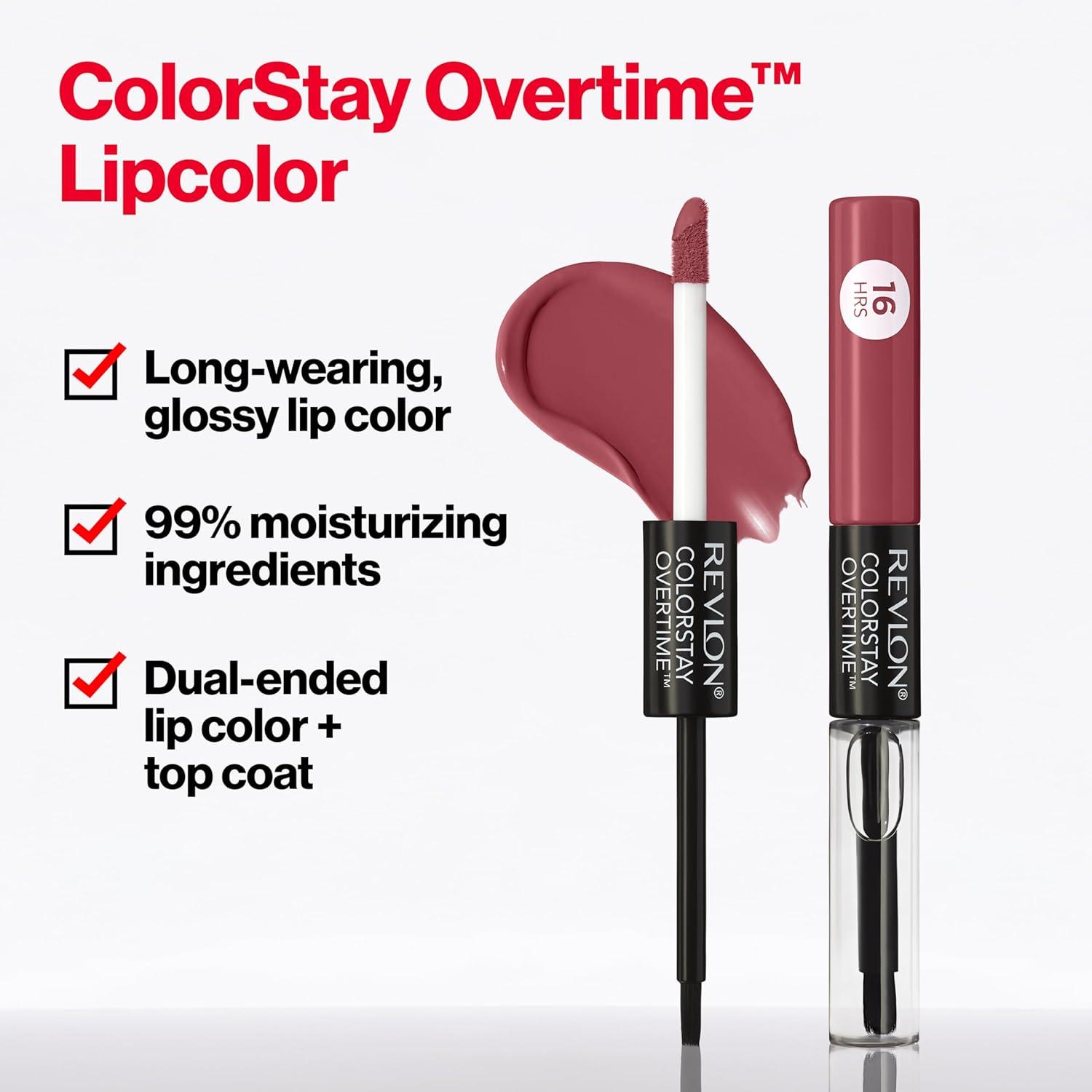 image:imageRevlon Liquid Lipstick with Clear Lip Gloss ColorStay Overtime Lipcolor Stocking Stuffer for Women 480 Unending Red 007 fl oz020 Constantly Coral