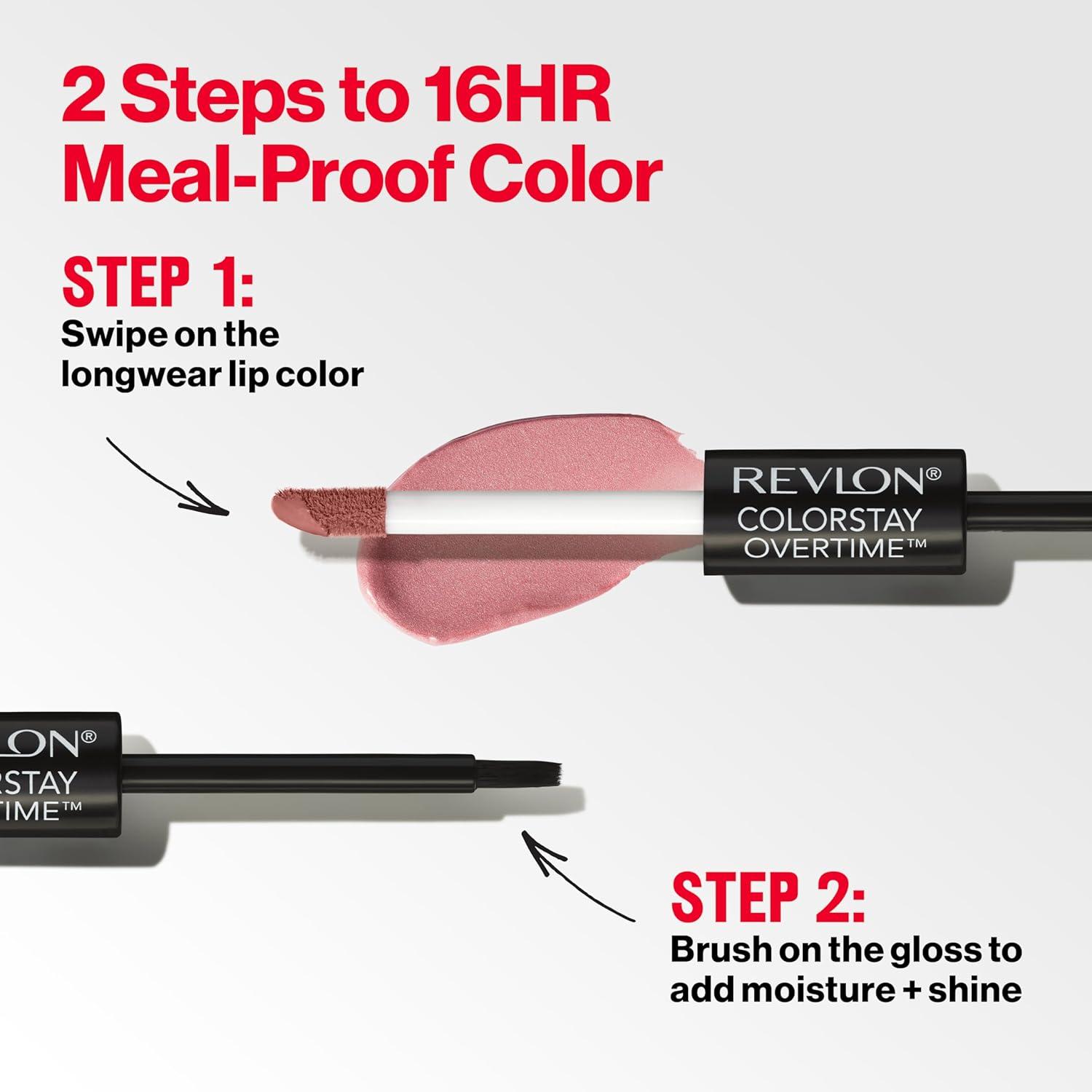 image:imageRevlon Liquid Lipstick with Clear Lip Gloss ColorStay Overtime Lipcolor Stocking Stuffer for Women 480 Unending Red 007 fl oz020 Constantly Coral