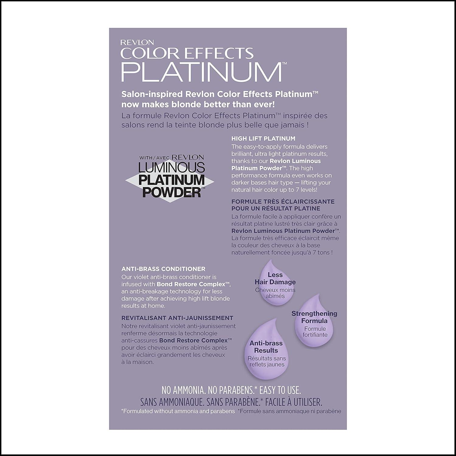 image:imageRevlon Color Effects Permanent Highlighting Kit Ammonia amp Paraben Free Hair Dye 60 Platinum 8 Oz Pack of 11 Count Pack of 1