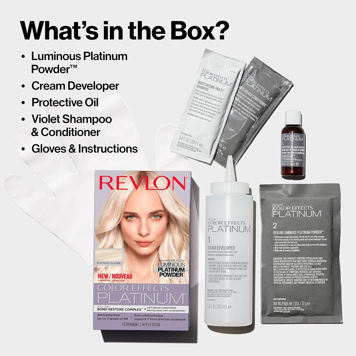 image:imageRevlon Color Effects Permanent Highlighting Kit Ammonia amp Paraben Free Hair Dye 60 Platinum 8 Oz Pack of 11 Count Pack of 1