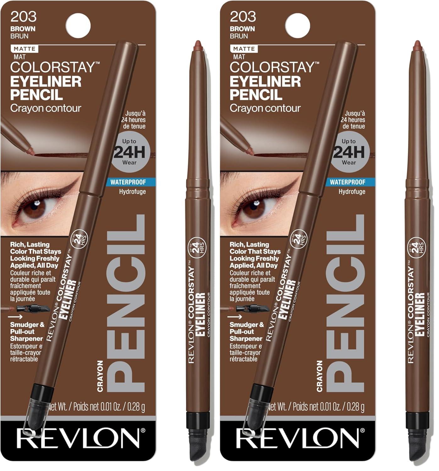 image:imageRevlon ColorStay Pencil Waterproof Eyeliner SmudgeProof Eye Makeup with BuiltIn Sharpener 203 Brown 001 oz203 Brown