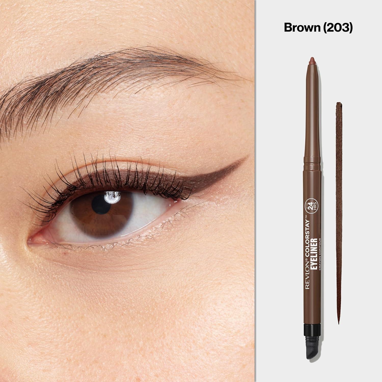 image:imageRevlon ColorStay Pencil Waterproof Eyeliner SmudgeProof Eye Makeup with BuiltIn Sharpener 203 Brown 001 oz203 Brown