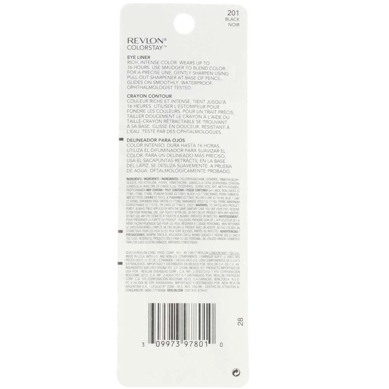 image:imageRevlon ColorStay Pencil Waterproof Eyeliner SmudgeProof Eye Makeup with BuiltIn Sharpener 203 Brown 001 ozBlack 201