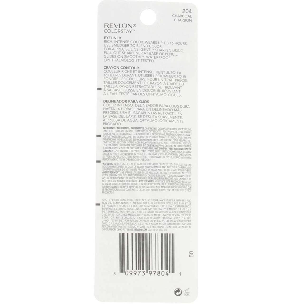 image:imageRevlon ColorStay Pencil Waterproof Eyeliner SmudgeProof Eye Makeup with BuiltIn Sharpener 203 Brown 001 ozCharcoal