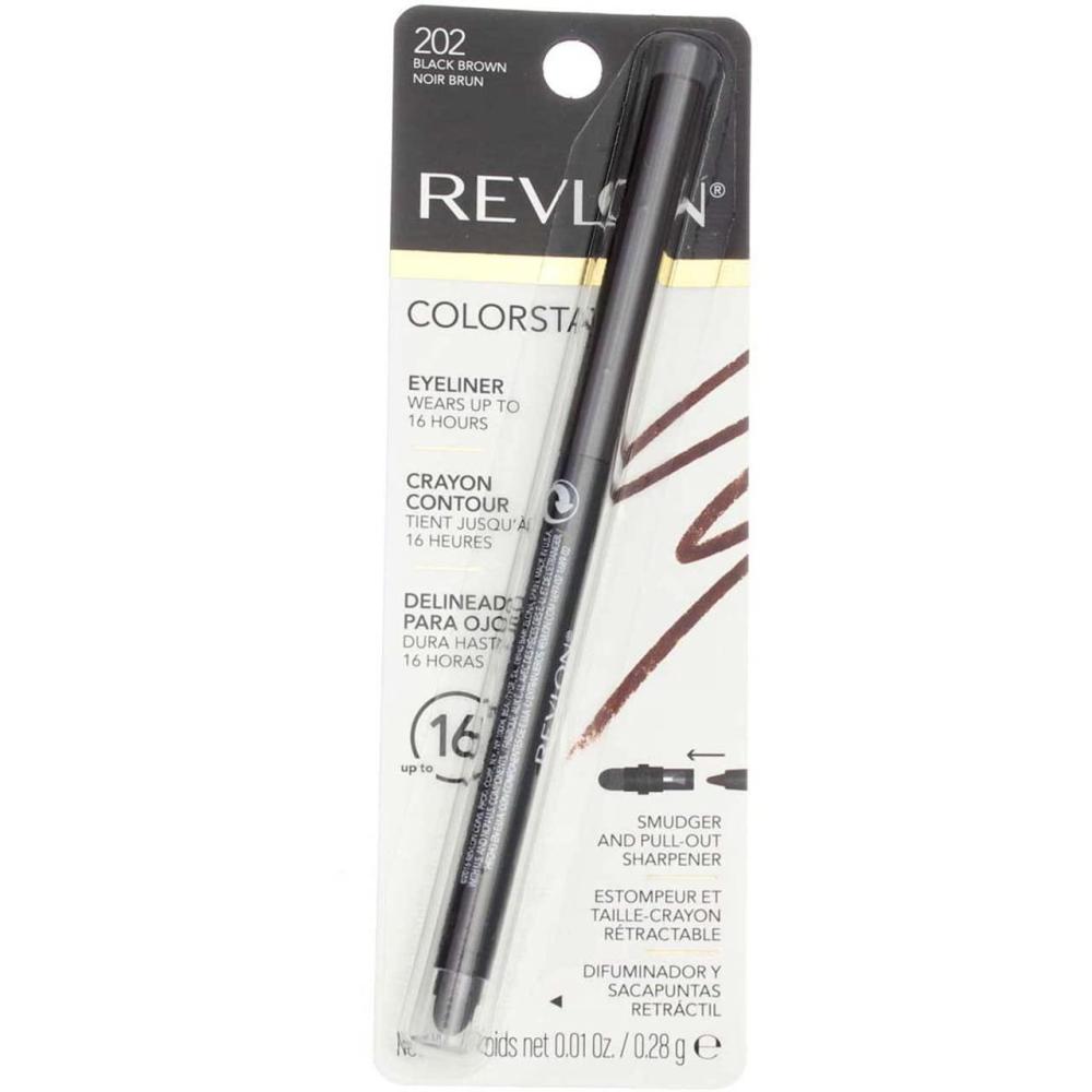 image:imageRevlon ColorStay Pencil Waterproof Eyeliner SmudgeProof Eye Makeup with BuiltIn Sharpener 203 Brown 001 ozBlackBrown