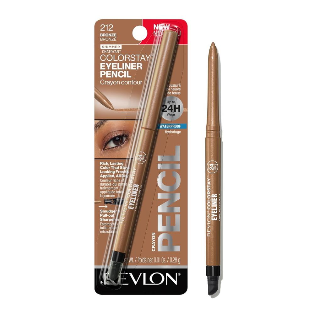 image:imageRevlon ColorStay Pencil Waterproof Eyeliner SmudgeProof Eye Makeup with BuiltIn Sharpener 203 Brown 001 ozBronze